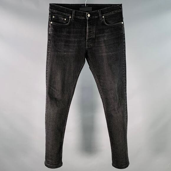 33 Stan Grey Charcoal Twill Cotton Blend Slim Straight Button Fly Jeans - Picture 1 of 6